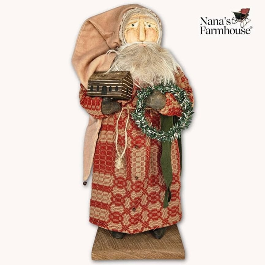 Santa Doll in Coverlet Robe with Cabin - 19"