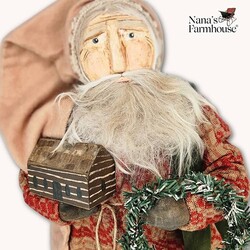 Santa Doll in Coverlet Robe with Cabin - 19"