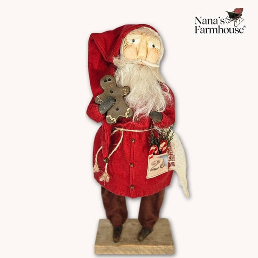 Tiny Santa Red Coat W/Gingerbread Man & Candy Canes - 16"