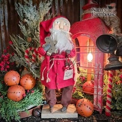 Tiny Santa Red Coat W/Gingerbread Man & Candy Canes - 16"