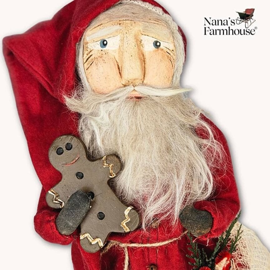 Tiny Santa Red Coat W/Gingerbread Man & Candy Canes - 16"