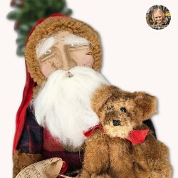 Santa On Cart with List and Teddy Bear - 18" x 9.5" x 15"