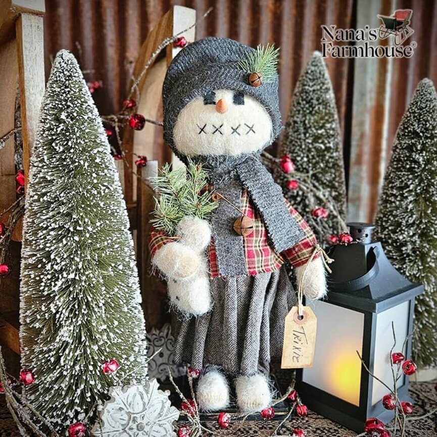 Trixie Snow Girl with Snow Baby Gray Skirt & Red Plaid Blouse - 16"