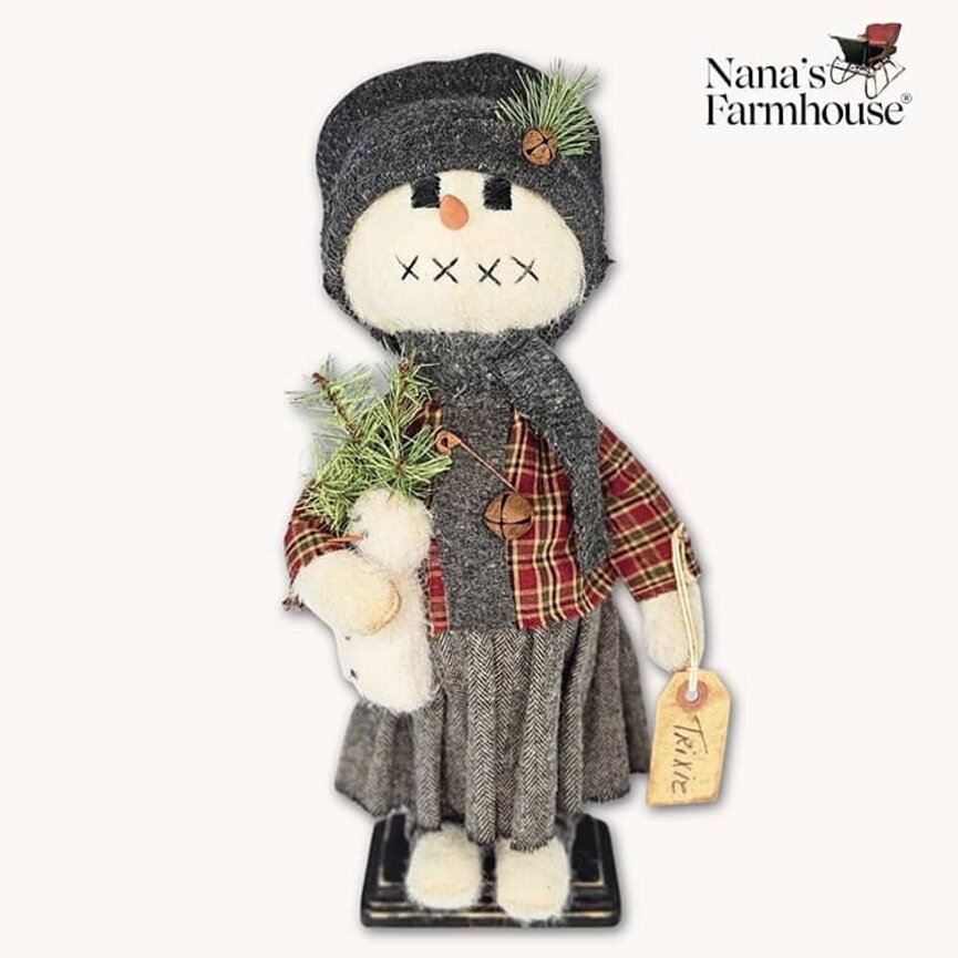 Trixie Snow Girl with Snow Baby Gray Skirt & Red Plaid Blouse - 16"