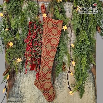 Patriots Knot Cranberry Christmas Coverlet Stocking - Large