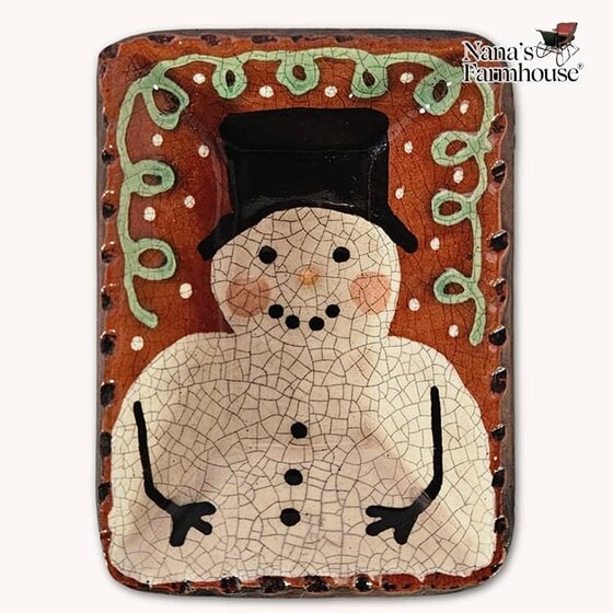 Snowman with Top Hat Rectangle Trinket Tray