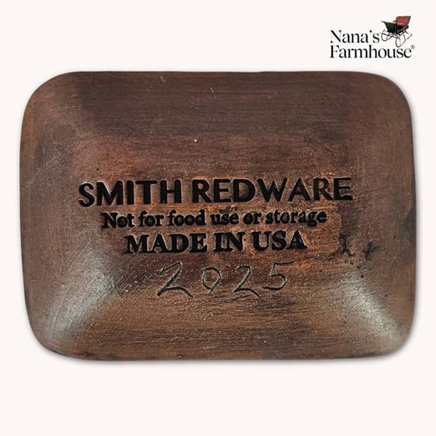 Smith Redware Snowman with Top Hat Rectangle Trinket Tray - 2" x 3"