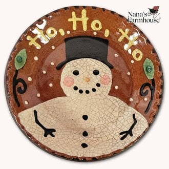 Ho Ho Ho Snowman Round Plate - Medium