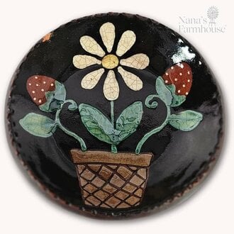 Flowerpot with Berries Round Plate - 5"