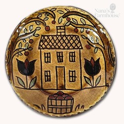 Smith Redware House with Flowers & Trees Round Plate - 5"