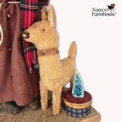 Primitive Santa Tobacco Brown Robe with Deer - 19"