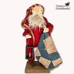 Primitive Santa Red Union Suit with Lantern & Sleeping Blanket - 19"