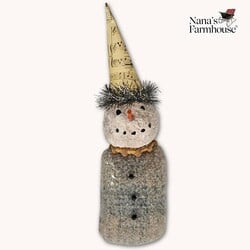 Snowman Bowl Filler Pointed Hat, Silver Garland Gray Suit - 7"