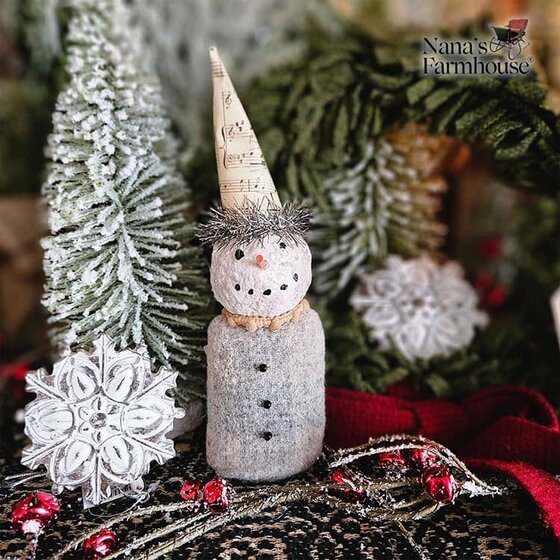 Snowman Bowl Filler with Pointed Hat - 7"