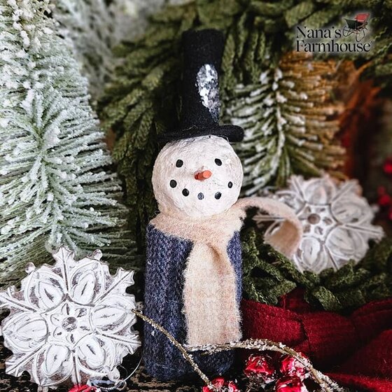 Snowman Bowl Filler in Blue Suit - 7"