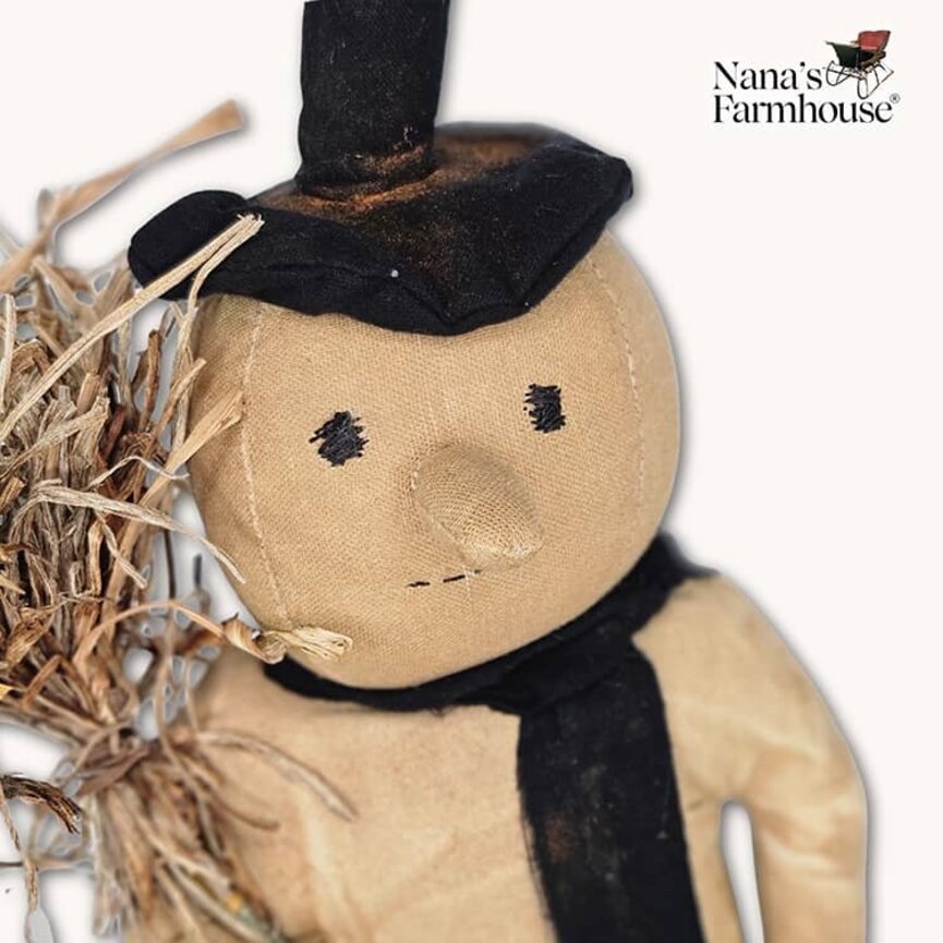 Sweet Pea Snowman Doll in Black Scarf Weighted Base - 14"