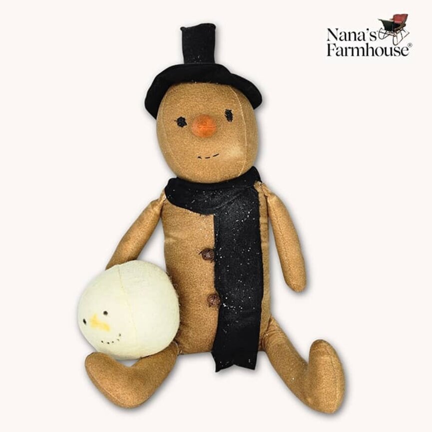 Snowman Doll with Snowball Shelf Sitter - 15"