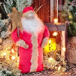 Santa Doll with Star On Stick Red Robe Weighted Base - 14"