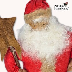 Santa Doll with Star On Stick Red Robe Weighted Base - 14"