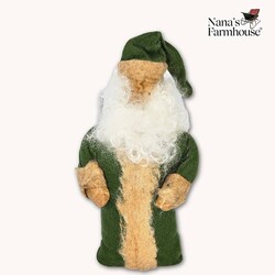 Wee Santa Weighted Base Green Robe & Cap - 9"