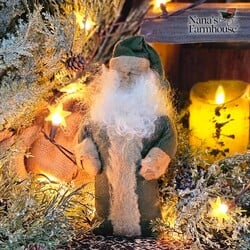 Wee Santa Weighted Base Green Robe & Cap - 9"