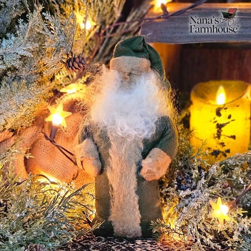 Wee Santa Weighted Base Green Robe & Cap - 9"