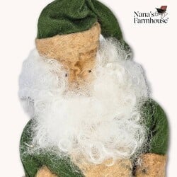 Wee Santa Weighted Base Green Robe & Cap - 9"