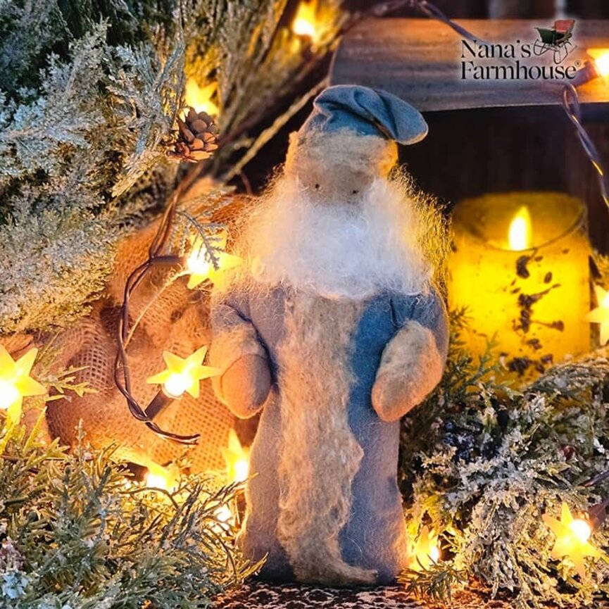 Wee Santa Weighted Base Blue Robe & Cap - 9"