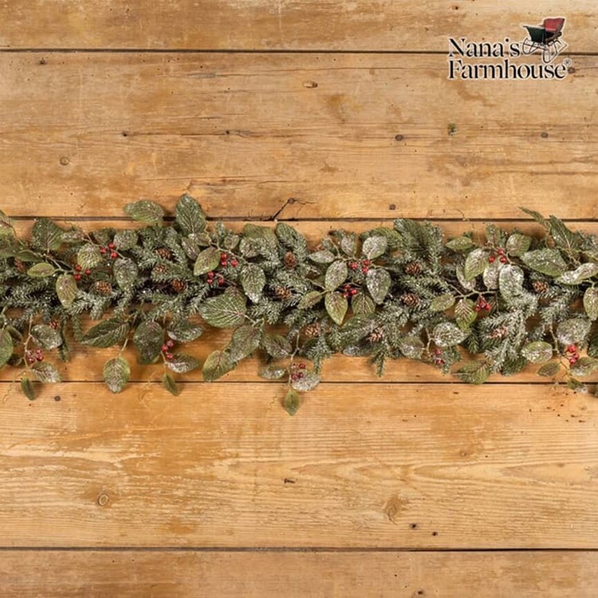 Snowy Fittonia Pine & Berry Garland - 60"
