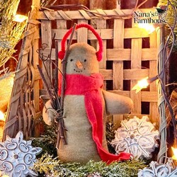 Willie Snowman Doll with Ear Muffs & Sticks Weighted Base - 10"