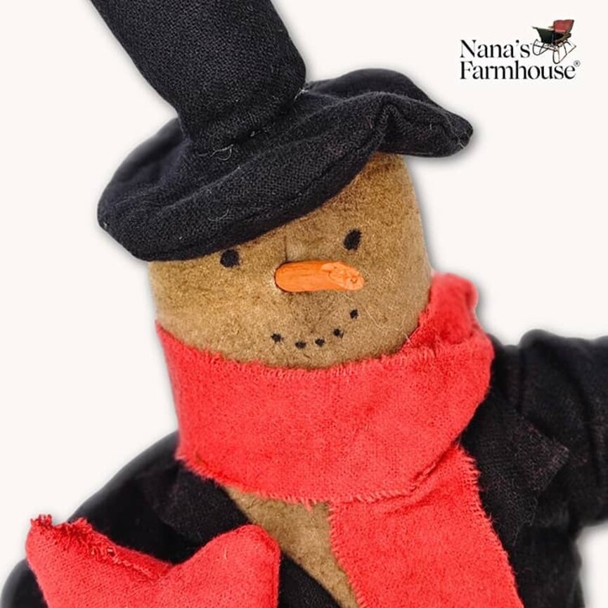 Willie Snowman Black Robe Red Star Weighted Base - 10"