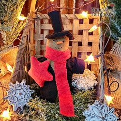 Willie Snowman Black Robe Red Star Weighted Base - 10"