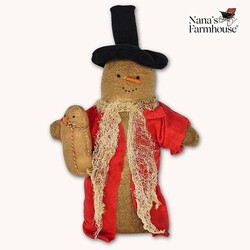 Willie Snowman Doll in Red Coat & Baby Weighted Base - 10"