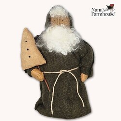 Santa with Tree & Green Hooded Robe Weighted Base - 12"