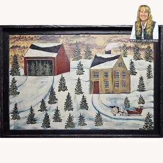 Winter Salt Box & Red Barn Original Artwork
