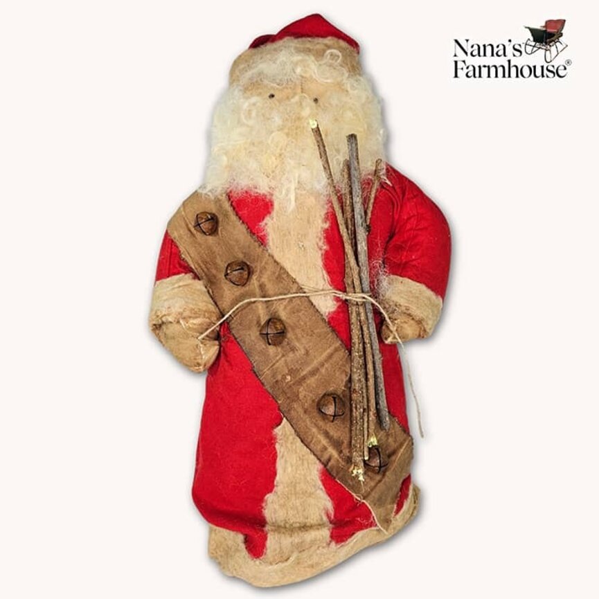 Santa Doll with Red Flannel & Sleigh Bells - 20"