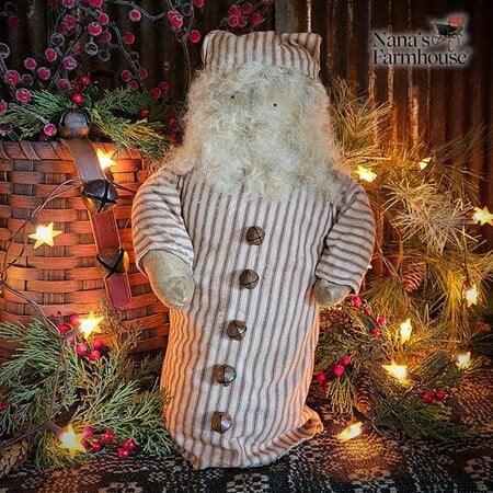 Red Ticking Santa Doll