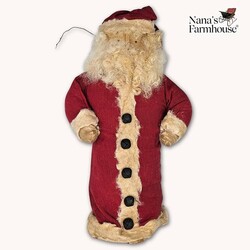 Santa Doll with Sticks in Cranberry Flannel & Hood Weighted Base - 20"