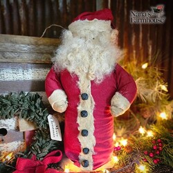 Santa Doll with Sticks in Cranberry Flannel & Hood Weighted Base - 20"