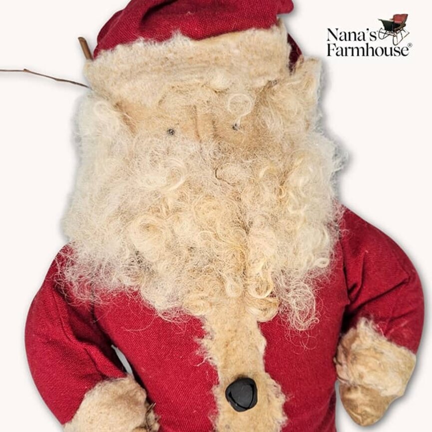 Santa Doll with Sticks in Cranberry Flannel & Hood Weighted Base - 20"