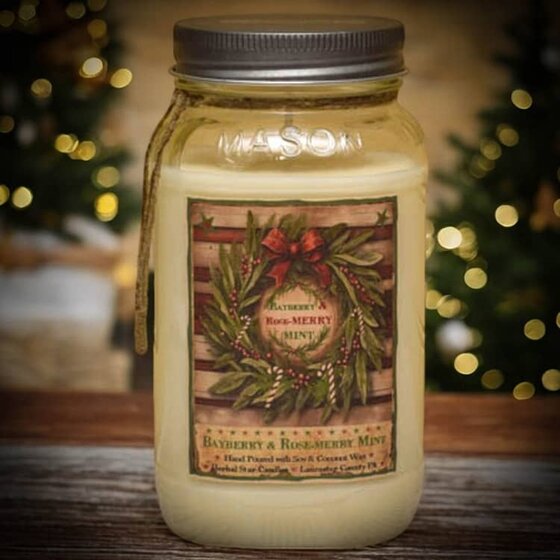 Bayberry & Rose-Merry Mint Soy Jar Candle