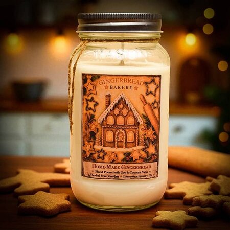 Home-made Gingerbread Red Barn Jar Candle