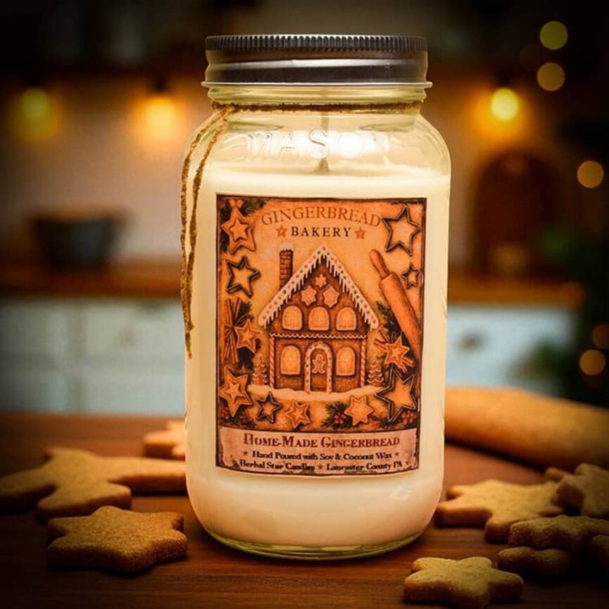 Home-made Gingerbread Red Barn Jar Candle - 24oz