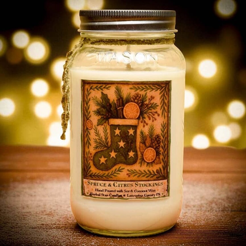 Spruce and Citrus Stockings Soy Jar Candle - 24oz