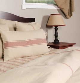 Home Collections by Raghu 15x27 Grain Sack Stripe Oat-Barn Red Lumbar Pillow Cover Home Collections by Raghu 15x27 Grain Sack Stripe Oat-Barn Red Lumbar Pillow Cover