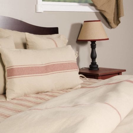 Grain Sack Stripe Duvet Cover Oat & Barn Red