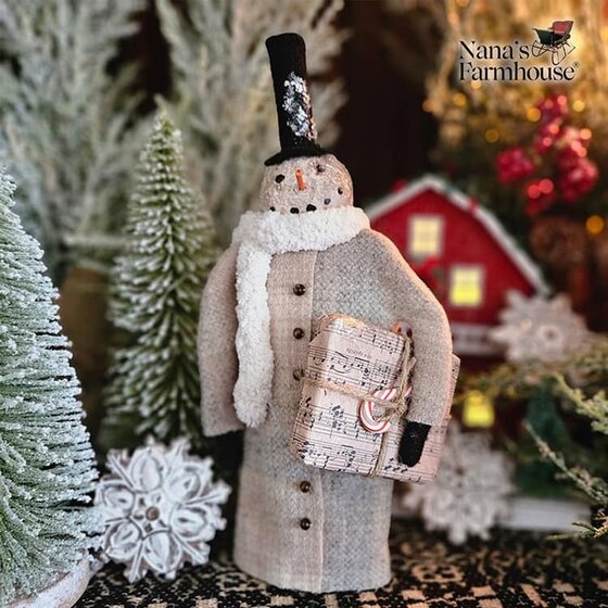 Snowman Doll with Wrapped Present