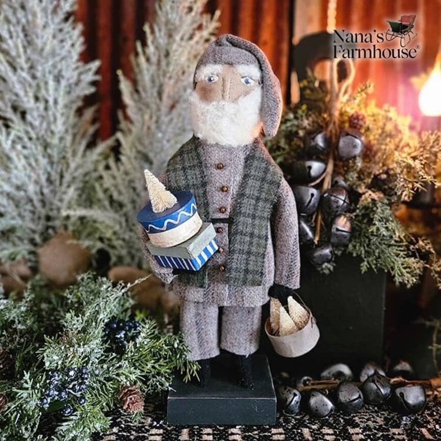 Santa Gray Suit with Presents & White Trees - 14.5"