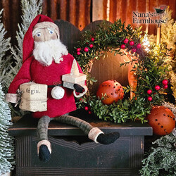 Shelf Sitter Santa Doll in Red Suit Green Plaid Pants with Presents - 10"