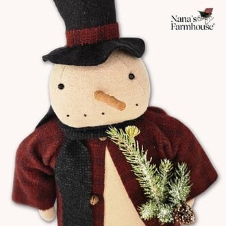 Snowman Doll in Coat & Scarf